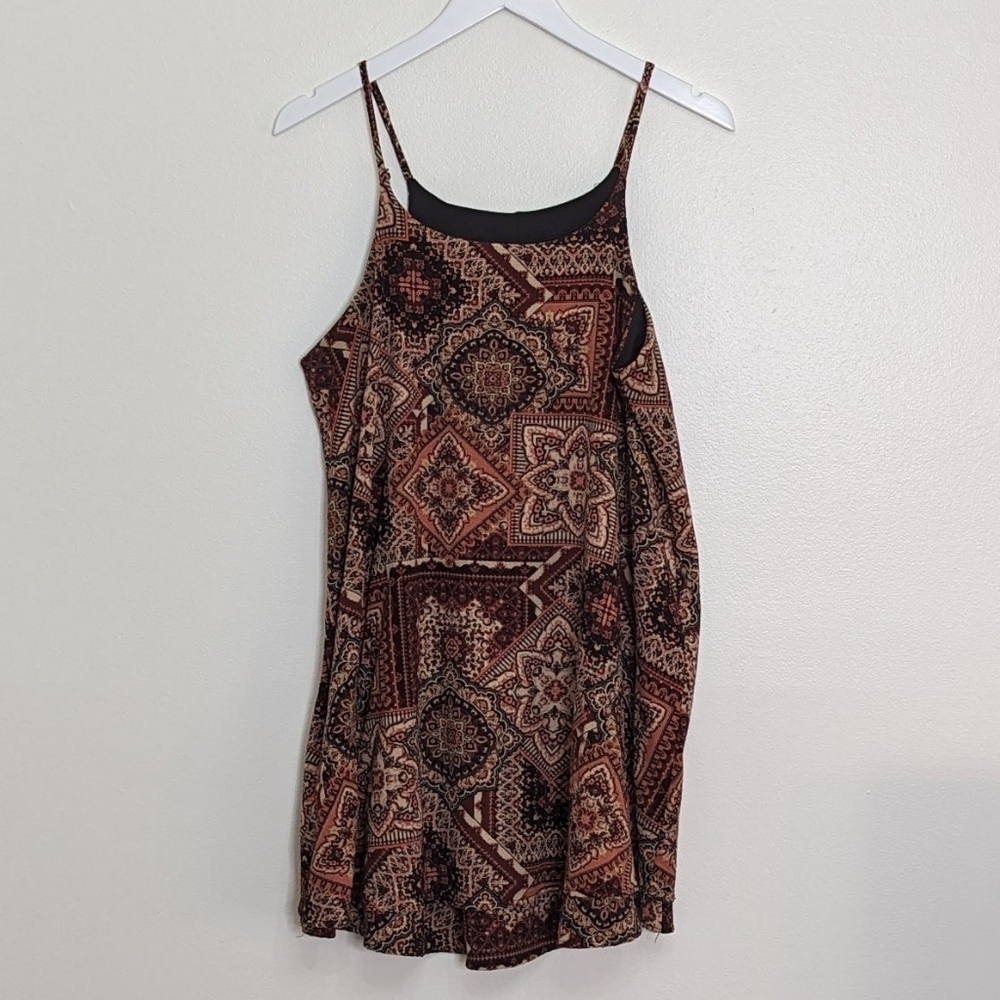 Altar'd State Boho Print Dress Spaghetti Straps Short Large